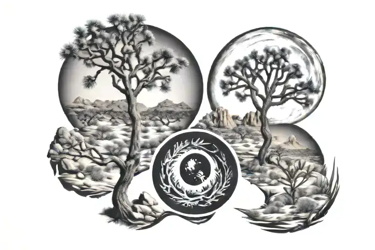 Joshua tree yin and yang tattoo design idea