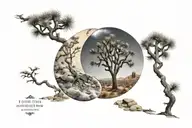 Joshua tree yin and yang symbol formed tattoo design idea