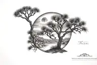 Joshua tree yin and yang symbol formed tattoo design idea