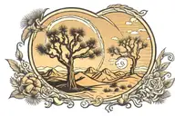 Joshua tree yin and yang symbol formed tattoo design idea
