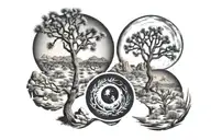 Joshua tree yin and yang tattoo design idea