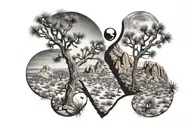 Joshua tree yin and yang tattoo design idea