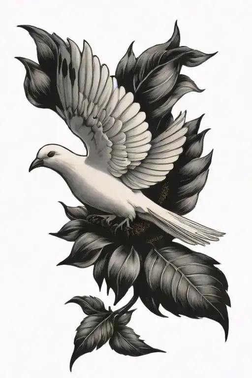 white dove flying over a sunflower tattoo design idea