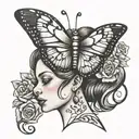 "My girl" and a tiara and a butterfly resting tattoo design idea