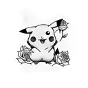 pikachu with roses tattoo design idea