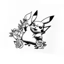 pikachu with roses tattoo design idea