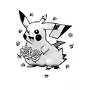 pikachu with roses tattoo design idea