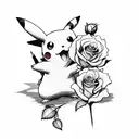 pikachu with roses tattoo design idea