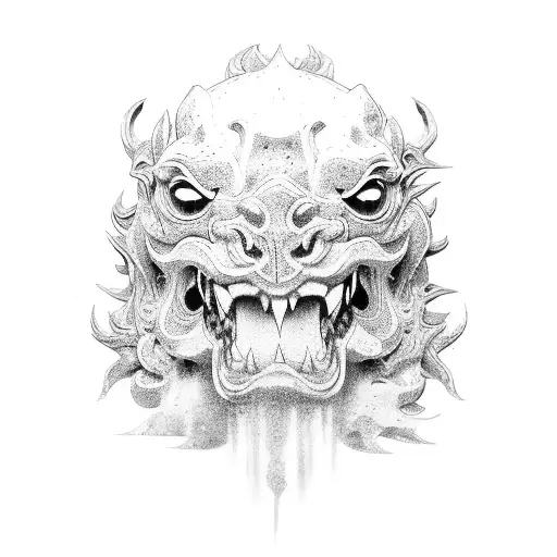 general riding foo dog  tattoo design idea