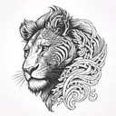 fine line of simba from the lion king with the Title from the movie above him  tattoo design idea