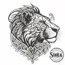 fine line of simba from the lion king with the Title from the movie above him  tattoo design idea