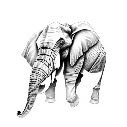 elephant with rose tattoo design idea