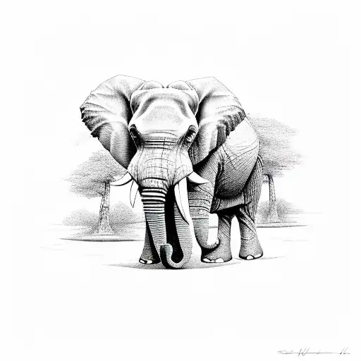 elephant with rose tattoo design idea