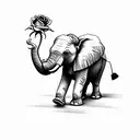 elephant with rose tattoo design idea