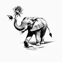 elephant with rose tattoo design idea