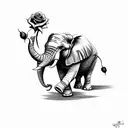 elephant with rose tattoo design idea