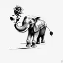 elephant with rose tattoo design idea