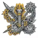 ukraine trident aesculapius intertwined tattoo design idea