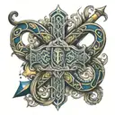 ukraine trident aesculapius intertwined tattoo design idea