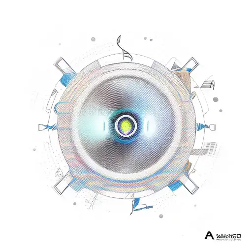 A new-school design of a car engine with music speakers incorporated tattoo design idea