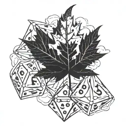 Canadian maple leaf dice poker mountains fishing skiing, cooking tattoo design idea