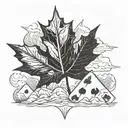Canadian maple leaf dice poker mountains fishing skiing, cooking tattoo design idea