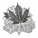 Canadian maple leaf dice poker mountains fishing skiing, cooking tattoo design idea