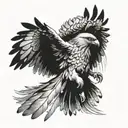 hawk flying side on feathers soaring tattoo design idea