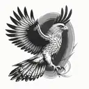 hawk flying side on feathers soaring tattoo design idea