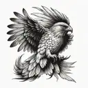 hawk flying side on feathers soaring tattoo design idea