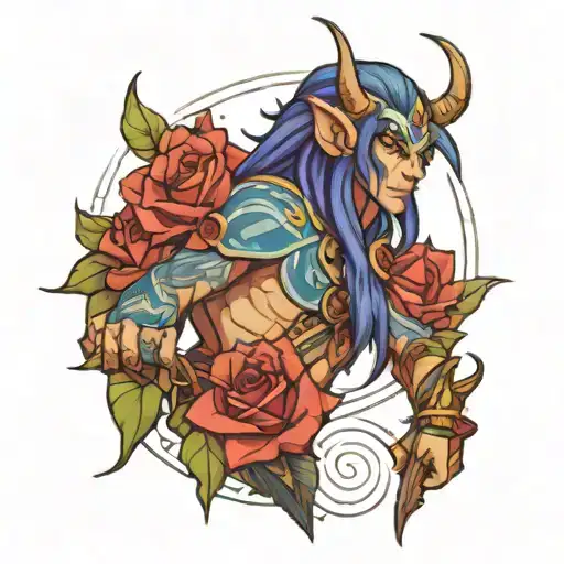 night elf warcraft tattoo design idea