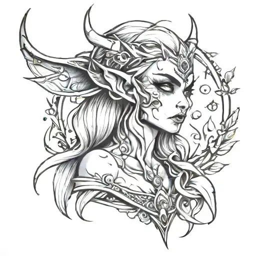 night elf tattoo design idea