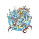 Flaming dragon tattoo design idea