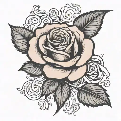 Rose with scroll tattoo design idea