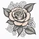 Rose with scroll tattoo design idea
