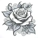 Rose with scroll tattoo design idea