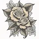 Rose with scroll tattoo design idea