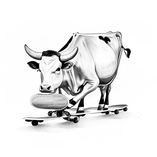 Cow on a Skateboard tattoo design idea