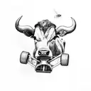 Cow on a Skateboard tattoo design idea