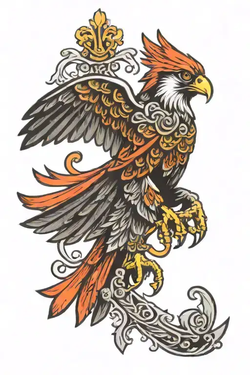 polish falcon Irish cross tattoo design idea
