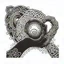 Infinity yinyang helping hand reaching labyrinth representing tattoo design idea