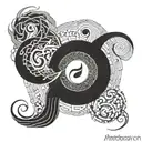 Infinity yinyang helping hand reaching labyrinth representing tattoo design idea