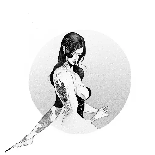 vase with woman body  tattoo design idea