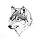 Wolf with izzie writtien above tattoo design idea