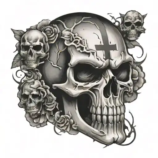 The Punisher skull combined tattoo design idea