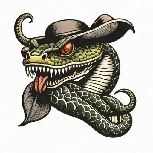 snake playing harmonica  tattoo design idea