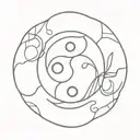Dopamine and serotonin hormone structure yin yang symbol  tattoo design idea