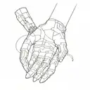 Line design. Just the arms from ”The creation of David” but instead of gods hand, it is a robotic humanoid hand. Clean. tattoo design idea