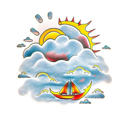 rain cloud and sun tattoo design idea