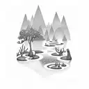 pond with the words "I found paradise in a pond" tattoo design idea